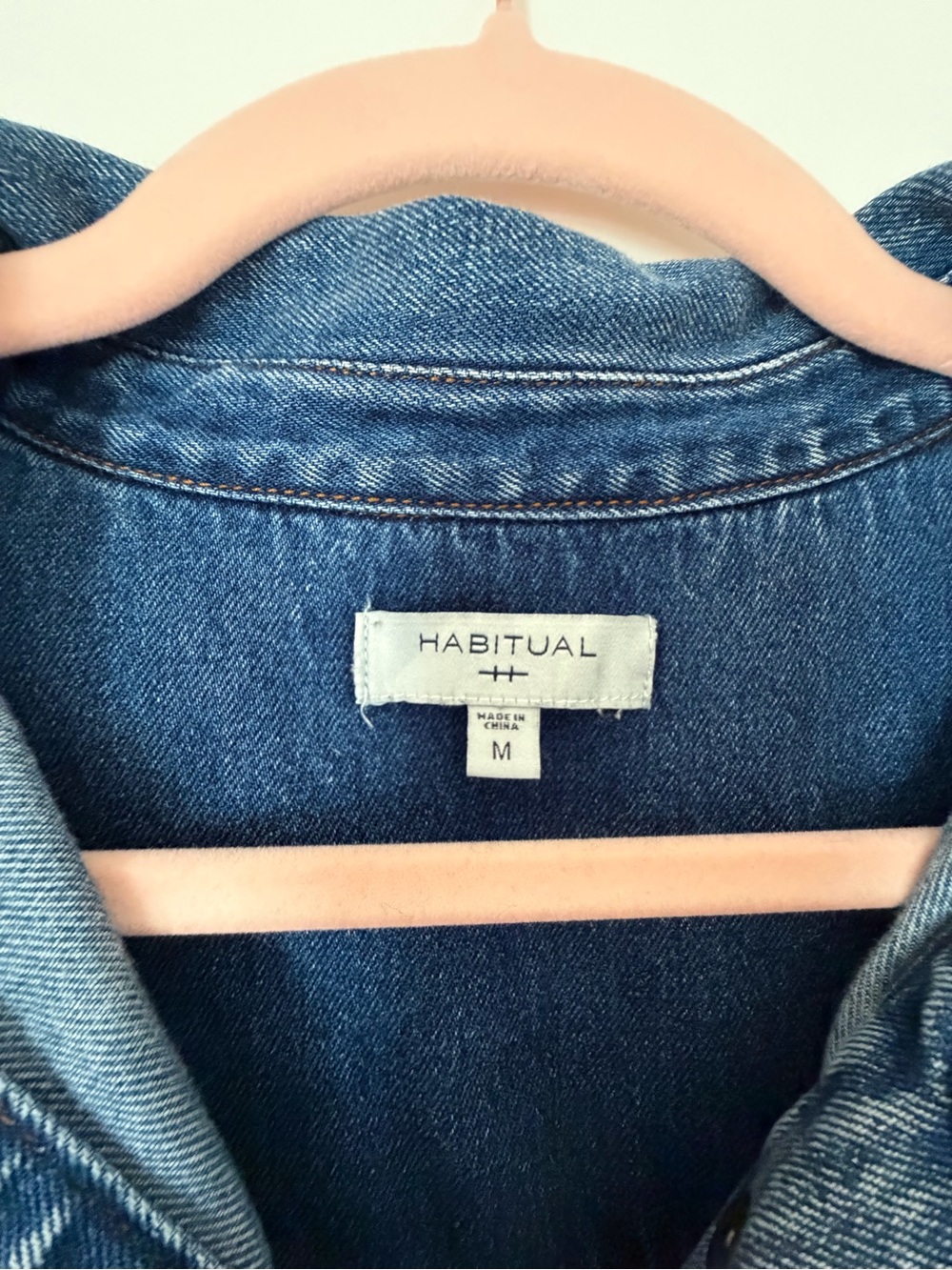 Habitual Denim Shirt Dress Medium Wash Snap Front Size M - Picture 2 of 4